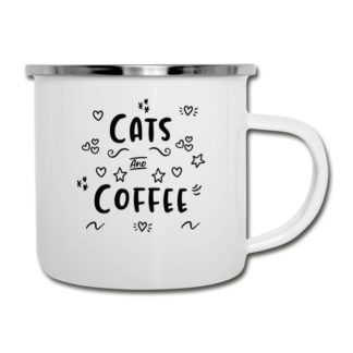 Emaille-Tasse für Katzen und Kaffee Liebhaber(-innen)