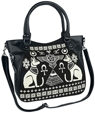 Banned Alternative Anubis Frauen Handtasche schwarz/weiß Baumwolle, Polyurethan Gothic, Rockwear